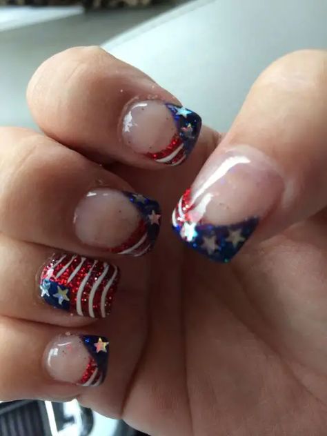 35+ Patriotic Nail Designs To Show off Your Red White and Blue - HubPages Red White And Blue Nails, White And Blue Nails, American Flag Nails, Patriotic Nails Design, Flag Nails, Patriotic Nails, American Nails, Fourth Of July Nails, Holiday Nail Designs