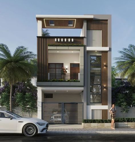 2 Storeyed Modern House Design, 20' Front Elevation, Front Elevation Designs 20*50, 20x30 House Elevation, 30 50 House Front Elevation, 20x50 House Elevation, Front Elevation Designs Modern, Home Front Elevation, Map House