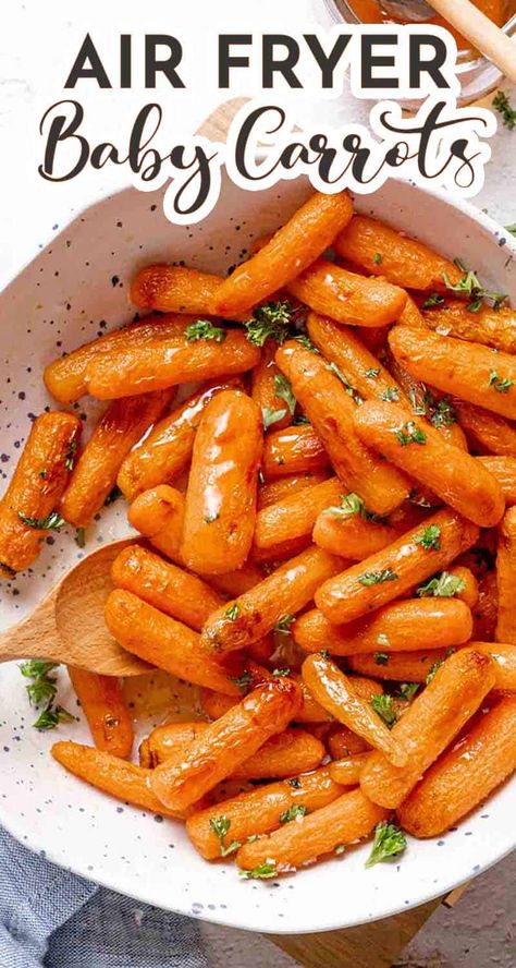 Carrots Air Fryer, Air Fryer Baby Carrots, Cooked Baby Carrots, Air Fryer Carrots, Carrots Recipes, Air Fryer Dessert Recipes, Easy Main Course Recipes, Vegan Clean Eating, Easy Air Fryer Recipes