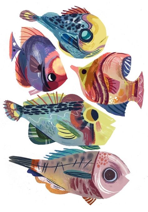 Meg Hunt, Fantasy Fish, Fish Illustration, 캐릭터 드로잉, Arte Sketchbook, Arte Inspo, Art Fantasy, Fish Art, Funky Art