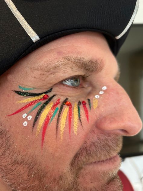 Mens Face Paint, Face Paint For Men, Neon Face Paint, Cool Face Paint, Circus Man, Festival Face Paint, Face Painting For Boys, Glitter Bar, Festival Face