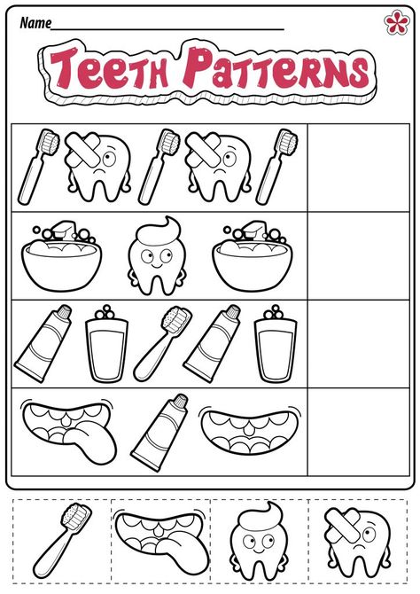 Dental Health Worksheets for Preschool and Kindergarten | TeachersMag.com Dental Health Worksheets, Teeth Kindergarten, Healthy Habits Kindergarten, Tooth Preschool, Dental Health Preschool Crafts, Healthy Habits Preschool, Dental Health Crafts, Dental Health Week, Dental Health Preschool