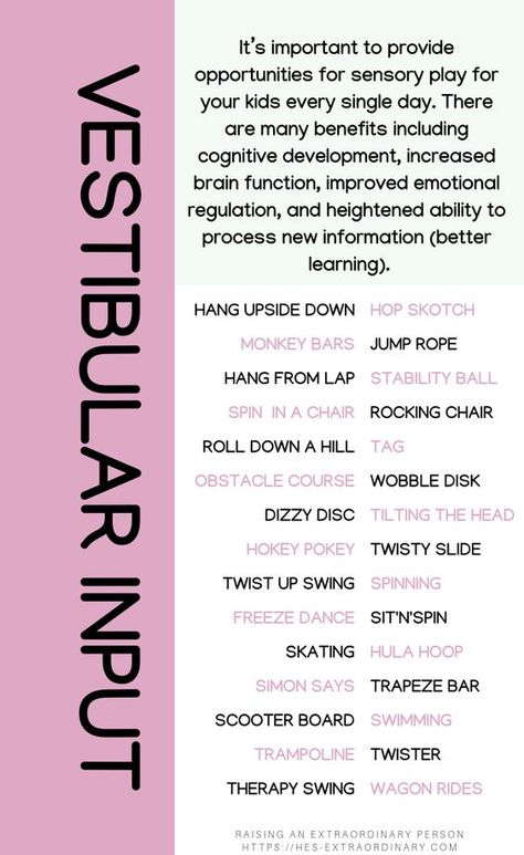 Vestibular Activities, Sensory Integration Activities, Sensory Disorder, Vestibular System, Sensory Therapy, Pediatric Physical Therapy, Occupational Therapy Activities, Sensory Diet, Pediatric Occupational Therapy