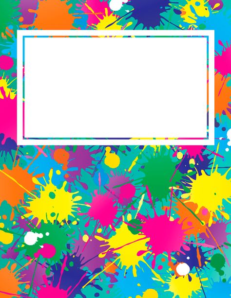 Free printable paint splatter binder cover template. Download the cover in JPG or PDF format at http://bindercovers.net/download/paint-splatter-binder-cover/ Cute Binder Covers Printables, Printable Binder Covers Free, Art Cover Page, Binder Cover Templates, Binder Templates, Binder Covers Printable, Binder Cover, Cover Templates, Cute Frames