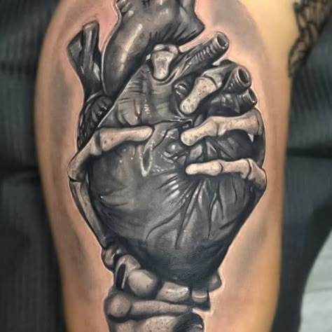 Realistic Heart Tattoo, Black And Grey Realism, Fierce Tattoo, Evil Skull Tattoo, Medusa Tattoo Design, Realism Tattoos, Family Tattoo Designs, Girl Face Tattoo, Realistic Tattoo Sleeve