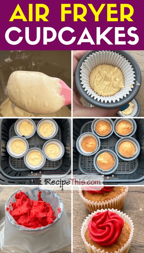 Air Fryer Cupcakes, Air Fryer Cake Recipes, Air Fryer Recipes Breakfast, Air Fryer Recipes Dessert, New Air Fryer Recipes, Air Fryer Recipes Snacks, Make Cupcakes, Tray Bake Recipes, Air Fried Food