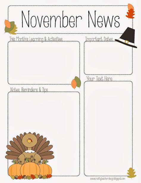 November Newsletter for Preschool, Pre-K, Kindergarten, and ALL grades! November Newsletter Template, Teacher Newsletter Template, Class Newsletter, Monthly Newsletter Template, Preschool Newsletter Templates, Preschool Newsletter, Preschool Pictures, Newsletter Template Free, School Newsletter Template