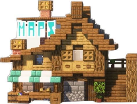 Cartographer House Minecraft, Minecraft Items, Map Shop, Minecraft Construction, Minecraft Building, Minecraft Buildings, Minecraft Designs, Minecraft Houses, Mini House