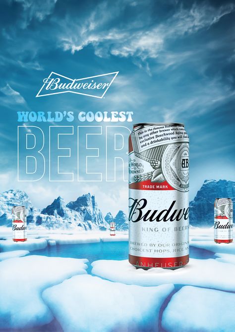 Creative Ad Design | Creative Beer Ad | Budweiser Ads | Budweiser Beer | Beer Advertising | Creative Design Creative Ad Design, Milk Advertising, Alcohol Ads, Beer Ads, Advertising Creative, Beer Advertising, Beer Ad, Tour Around The World, Beer Poster