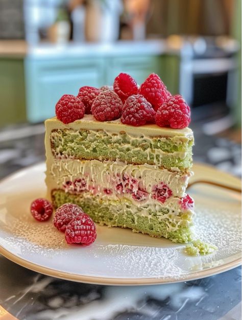 Heavenly Pistachio Raspberry Dream Cake🍰 🍰   Ingredients 👍  1 cup shelled pistachios, finely ground 1 cup all-purpose flour 1 tsp baking powder 1/4 tsp salt 4 large eggs, room temperature 1 cup granulated sugar 1/2 tsp vanilla extract 1/2 cup unsalted butter, melted and cooled 2 cups fresh raspberries 1/2 cup granulated sugar Pistachio And Raspberry Tart, Pistachio And Raspberry Cake, Pistachio Cake Design, Pistachio Raspberry Cake, Shelled Pistachios, Pistachio Cake Recipe, Pistachio Raspberry, Pistachio Dessert, Pistachio Cake