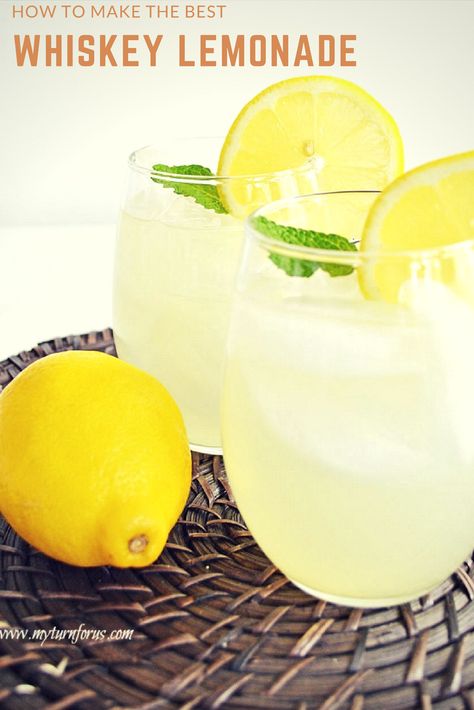 Make this Whiskey Lemonade today! #WhiskeyLemonade #HardLemonade #HomemadeHardLemonade #SpikedLemonade #WhiskeyDrinks #MyTurnforUs Whiskey Lemonade, Spiked Lemonade, Hard Lemonade, Coffee Milkshake, Ky Derby, Tasty Drinks, Good Whiskey, Homemade Lemonade, Whiskey Drinks