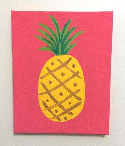 Pineapple canvas painting Interior Design Royal, Pineapple Painting, Cute Easy Paintings, Lilly Pulitzer Inspired, Art Deco Interior Design, Simple Canvas Paintings, Cute Canvas Paintings, Easy Canvas Art, Summer Painting