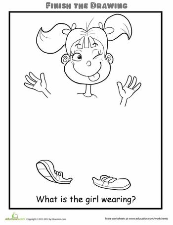 Worksheets: Finish the Drawing: What is the Girl Wearing? Finish The Drawing, Harvey Girls, Learning Worksheets, Art Worksheets, Art Therapy Activities, Drawing Prompt, Color Worksheets, Drawing Supplies, Creative Drawing