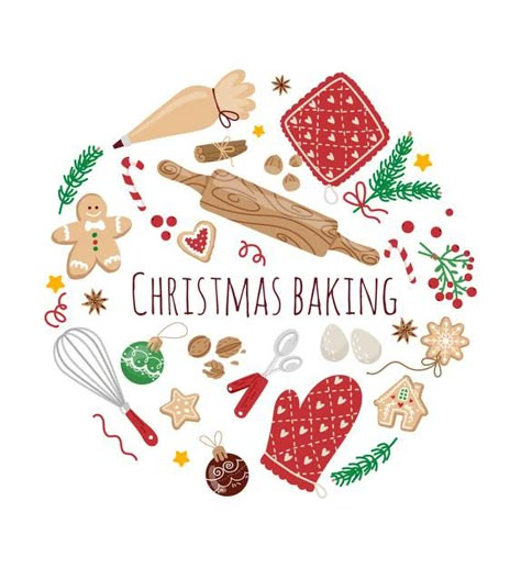 Christmas Food Illustration Drawing, Christmas Baking Drawing, Christmas Bakery Illustration, Christmas Cute Food, Christmas Sweets Illustration, Winter Vector Illustration, Christmas Baking Illustration, Christmas Cookie Drawing, Christmas Home Illustration