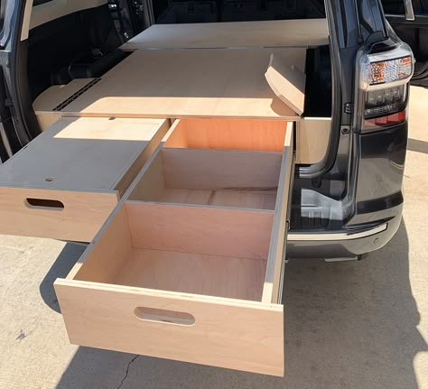 DIY Drawer System Plans for the 5th Gen 4Runner - Just Build your Own! 4runner Drawer System, Truck Bed Drawers, Drawer Diy, Suv Storage, Diy Truck Bedding, Truck Bed Liner, Kangoo Camper, Suv Camper, Bed Drawers