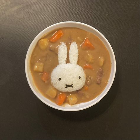 Japanese Curry Aesthetic, Miffy Pumpkin, Cute Curry, Miffy Bakery, Miffy Food, Miffy Stuff, Curry Japanese, Miffy Cute, Miffy Cake