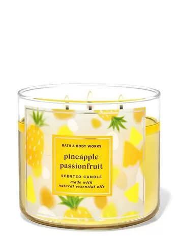 Bath & Body Works, White Barn 3-Wick Candle w/Essential Oils - 14.5 oz - 2022 Spring Scents! (Pineapple Passionfruit) Candle Bath And Body Works, Pineapple Candle, Pineapple Candles, Candle Bath, Baby Doll Set, Bath N Body Works, Spring Scents, Fruity Drinks, Bath Candles