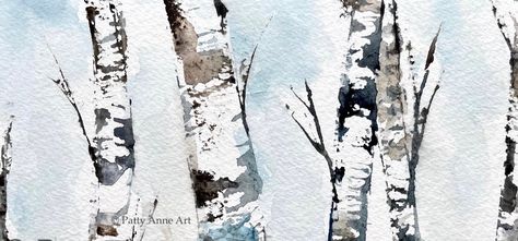 Birch Trees – painting with a plastic card Birch Tree Watercolor Painting, Birch Watercolor, Watercolor Birch Trees, Winter Birch Tree Painting, Watercolor Birch Trees In Snow, Watercolor Pine Tree With Snow, Snowy Tree Watercolor, Birch Trees Painting, Birch Tree Painting