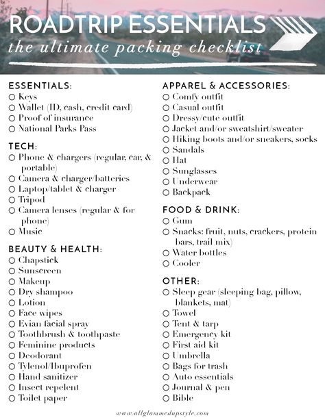 Small Road Trip Essentials, What To Pack For City Trip, 4 Day Road Trip Packing List, 15 Hour Road Trip Essentials, Car Road Trip Essentials For Adults, Organizing Car For Long Road Trip, Long Car Road Trip Essentials, Rod Trip Essentials, What To Bring On A 4 Hour Road Trip