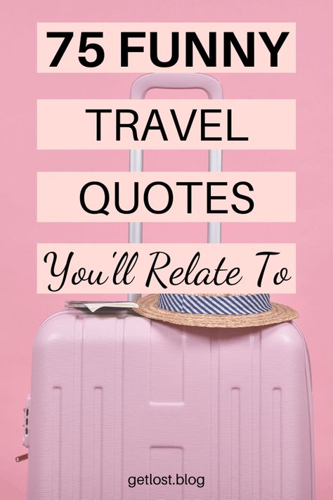 Are you looking for something to brighten your day? We’ve selected 75 of the best quotes funny travel quotes. These funny quotes are short, relatable and will fuel your dreams of world travel, adventure, exploration and wanderlust. They capture everything from packing and road trips to flights and airports. You’ll find your ideal Instagram caption here! #TravelInspiration #Travel #TravelMotivation #travelessentials #TravelQuotes #Adventure #Bucketlist #Quotes #FunnyQuotes #getlosttravelblog Flight Quotes Funny, Travel Agents Quotes, One Day Trip Quotes, Packing Quotes Funny Vacation, Where Next Travel Quotes, Airport Quotes Funny, Packing Captions, Save Travel Quotes, Coffee And Travel Quotes