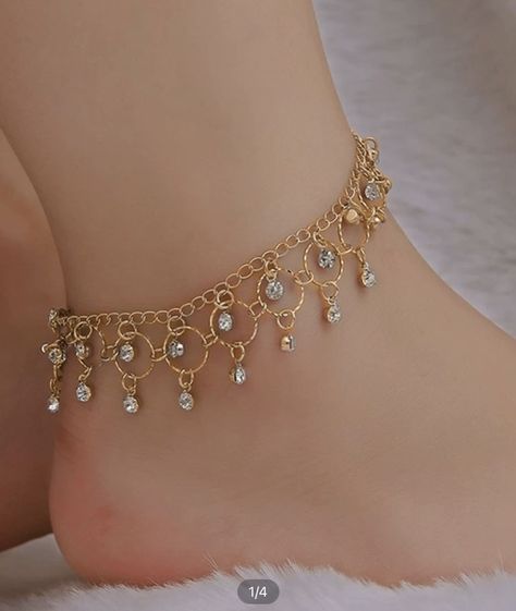 Anklets Aesthetic, Jóias Body Chains, Anklets Indian, قلادات متدلية, Rhinestone Anklet, Cute Anklets, Tassel Decor, Anklet Designs, Ankle Jewelry