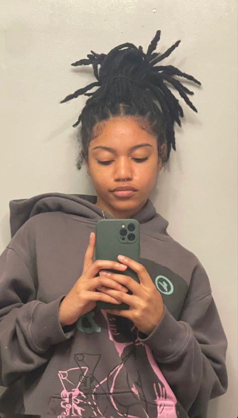 Dreads On Light Skin Women, Locs On Mixed Women, Extended Twists Over Locs, Female Dreadlocks Styles Medium, Curly Hairstyles Dyed, Black Teen Couples, Cute Locs, Hairstyles Dyed, Girls With Locs