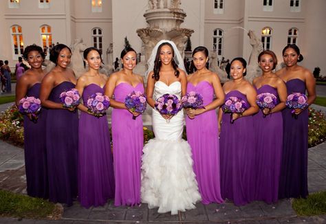 Orchid Bridesmaid Dresses, Latest Bridesmaid Dresses, Designer Bridesmaid Dresses, Purple Dresses, Purple Bridesmaids, Purple Bridesmaid Dresses, Brides And Bridesmaids, Purple Wedding, Wedding Attire