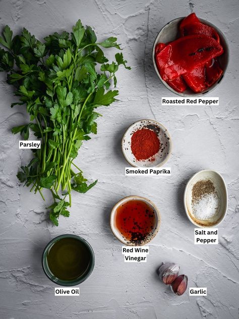 Red Chimichurri Recipe (Chimichurri Rojo) - Urban Farm and Kitchen Red Pepper Chimichurri Sauce, Red Chimichurri Sauce Argentina, Kkakdugi Recipe, Red Chimichurri Sauce, Korean Pickled Radish, Red Chimichurri, Argentinian Chimichurri, Cilantro Chimichurri, Radish Kimchi