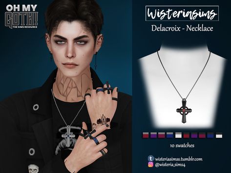 Jewelry Sims 4 Cc, Jewelry Sims 4, Sims 4 Cc Goth, Cross Accessories, Black Agate Necklace, Butterfly Hair Accessories, Rainbow Choker, Goth Accessories, Goth Necklace