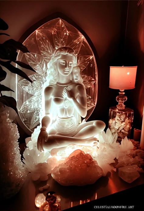 I design crystal healing rooms, altars, and dreamscapes 🤍 #altardecor #altar #divinefeminineenergy #crystals #crystalhealing Altar Room Ideas, Divine Feminine Altar, Alter Ideas Spiritual, Crystal Healing Room, Healing Rooms, Outdoor Altar, Healing Altar, Meditation Alter, Crystal Alter