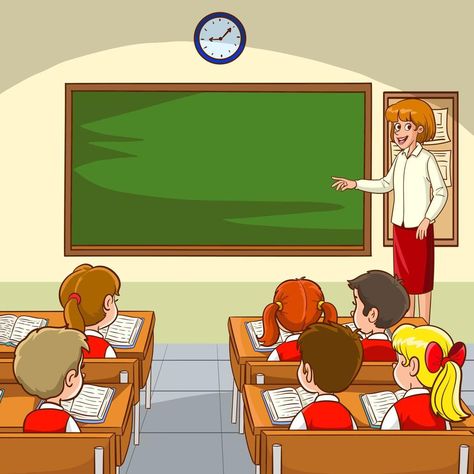 In the classroom with children. Teacher or professor teaches students in first grade elementary school or preschool toddlers. student learn lessons indoor cartoon vector illustration Students In Classroom Cartoon, Students Sitting In Classroom Drawing, Teacher Teaching In Classroom Drawing, Teacher Teaching Students Drawing, Drawing Of A Classroom, Classroom With Students Drawing, Teacher With Students Cartoon, Teacher Teaching In Classroom Cartoon, Student And Teacher Cartoon