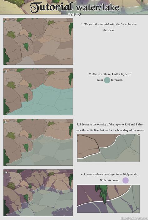 How To Draw Sand Digital, How To Paint Landscapes Digital, Environment Painting Tutorial, How To Digitally Paint Water, How To Paint Environments Digital, Underwater Digital Art Tutorial, Concept Art Tutorial, Digital Painting Techniques, Procreate Ipad Art