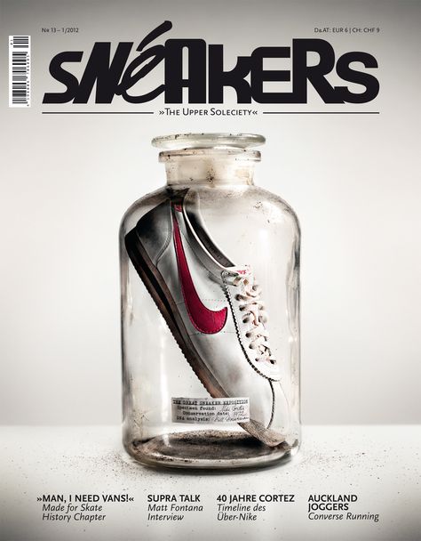 RZ_Sneakers13_Cover_U1_U4_korr.indd Poster Grafico, Magazine Design Cover, Magazine Front Cover, Nike Poster, Shoe Poster, Sneaker Posters, Desain Editorial, Sneaker Magazine, Magazine Cover Design