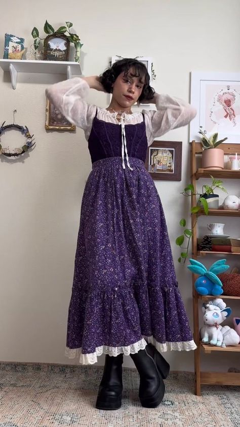 Whimsical Fairy Fashion, Whimsigoth Outfits Purple, Blackberry Outfit, Whimsical Fairy Outfit, Whimsigothic Plus Size, Whimsigoth Fashion Aesthetic, 70s Whimsigoth Outfits, Light Whimsigoth Outfits, Whimsigoth Outfits Fall