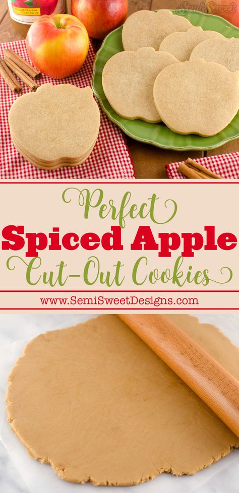 Decorating With Royal Icing, Cut Out Cookie Recipe, Apple Cut, Cookie Flavors, Fall Cookies, Spiced Apples, Cut Out Cookies, Fall Baking, Sugar Cookies Recipe