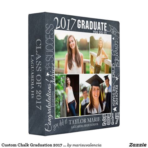 Custom Chalk Graduation 2017 Photo Scrapbook 3 Ring Binder Scrapbook Binder, Photo Collage Canvas, Word Collage, Book Binder, Collage Scrapbook, Binder Design, Custom Binders, 3 Ring Binder, Photo Scrapbook