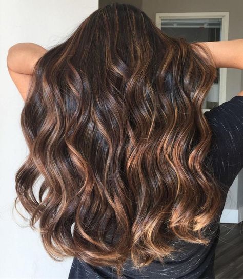 Radiant Caramel Brown Streaks Dark Brown Hair With Highlights, Brown Streaks, Coffee Brown Hair, Brown Hair Trends, Highlights For Dark Brown Hair, Brown Hair With Caramel Highlights, Brown Hair Shades, Hair With Highlights, Balayage Hair Dark