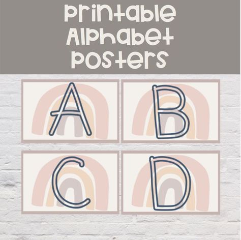 Boho Abc Printable, Boho Alphabet Letters Classroom Free, Boho Alphabet Letters Classroom, Free Class Decor Printables, Boho Classroom Decor Free Printable, Boho Rainbow Classroom Free Printable, Free Boho Classroom Printables, Boho Classroom Printables, Free Boho Printable