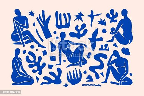 Kunst Collages, World Poster, Blue World, Different Poses, Matisse Art, Minimal Style, Floral Illustrations, Henri Matisse, Free Vector Art