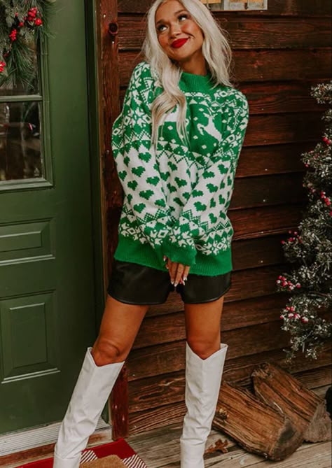 The cutest tops for the holiday season! Shirts for Christmas and holiday outfit needs! Green Winter Holiday Sweater, Women’s Holiday Sweaters, Casual Green Christmas Sweatshirt, Red Green Plaid Holiday Shirt Womens, Trendy Christmas Outfits, Houndstooth Sweater, Snowflake Sweater, Sequined Sweatshirt, Cozy Jacket