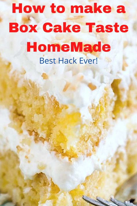 Box Cake Recipes, Boxed Cake Mixes Recipes, Cake Mix Desserts, Coconut Cake Recipe, Cake Hacks, Easy Tricks, Box Cake Mix, Dump Cake Recipes, White Cake Mixes