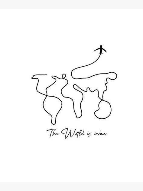 The World Is Mine Tattoo, Art Design Tattoo, Simple Unique Tattoos, World Is Mine, Map Tote Bag, Line Art Vector, Line Art Design, Design Drawings, Tattoo Design Drawings