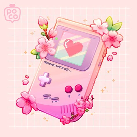 cherry blossom season with #springartfest24! ✨️ it's been a while since i made some video game console art! the last one i did was with… | Instagram Nintendo Art Aesthetic, Cute Pink Drawings, Kawaii Music, Video Game Aesthetic, Classic Pokemon, Chibi Animals, Games Pictures, Stickers On Instagram, Cute Gaming