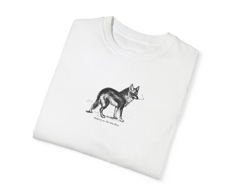 Inspired by Colter Wall's Sleeping On The Blacktop. Coyote chewing on a cigarette with text beneath. For country, folk music, southern gothic, western music fans. Sleeping On The Blacktop, Colter Wall, Gothic Western, Western Music, Southern Gothic, Cool Graphic Tees, Folk Music, Comfort Colors Tee, Music Fans