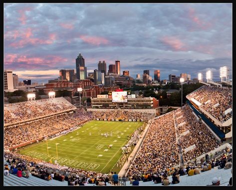 Bobby Dodd, Georgia Tech, Football Stadium Georgia Tech Football, Collage Football, Tech Girl, Georgia Tech Yellow Jackets, Sports Stadium, Georgia On My Mind, Atlanta Georgia, Football Photos, Football And Basketball