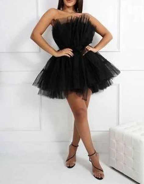 Bday Poses, Tutu Dress Black, Tulle Short Dress, Engagement Gown, Black Tulle Dress, Mini Gown, 21st Birthday Outfits, Fancy Event, Engagement Dresses