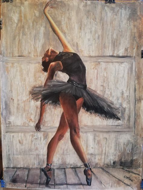 Black Ballerina Drawing, Black Dancers Art, Acrylic Painting Ballerina, Black Ballerina Painting, Ballerina Oil Painting, Ballerina Painting Acrylic, Black Ballerina Art, Ballerina Drawings, Painted Ballerina