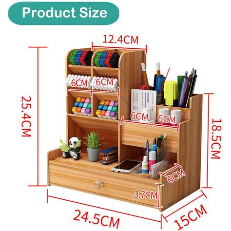 Material: MDF Product dimensions (LWH): 27 x 22 x 4 cm Weight: 900g Durable Construction: Crafted from high-density MDF, this desk organizer is both stable and sturdy. It includes a bag of screws to tightly connect each part without the need for additional tools. DIY Assembly Fun: Simple and quick to assemble, enjoy setting up your own desk organizer with ease, enhancing your DIY experience and satisfaction. Efficient Organization: Perfect for creating a tidy workspace, this organizer helps decl Diy Stationery Organizer, Easy Diy Hacks, Cardboard Crafts Diy, Wooden Desk Organizer, Desk Stationery, Wooden Organizer, Pen Organization, Desk Tidy, Wooden Books