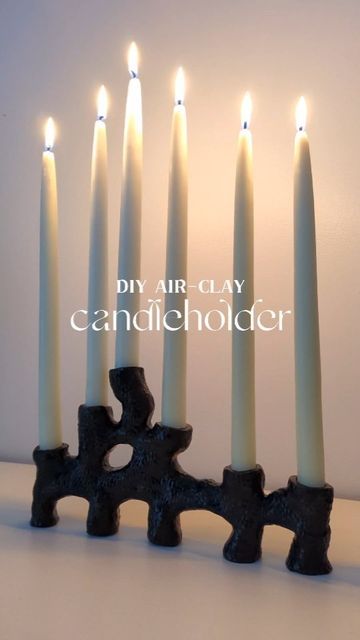 Clay Candle Holders Diy, Diy Candle Stick Holder, Craft Project Ideas, Clay Candle Holders, Diy Candle Sticks, Candle Holder Centerpiece, Air Clay, Ceramics Pottery Vase, Clay Candle