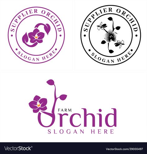 Orchid Flower Logo, Orchid Logo Design, Flower Farm Logo, Nature Spa, Leaf Icon, Flower Initial, Farm Logo Design, Nature Symbols, Shape Templates